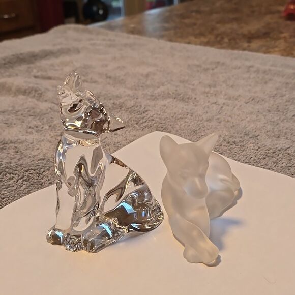 VTG Lenox 1994 Frosted & Clear Crystal Wolves Figurine Set – Howling & Resting - Picture 2 of 11